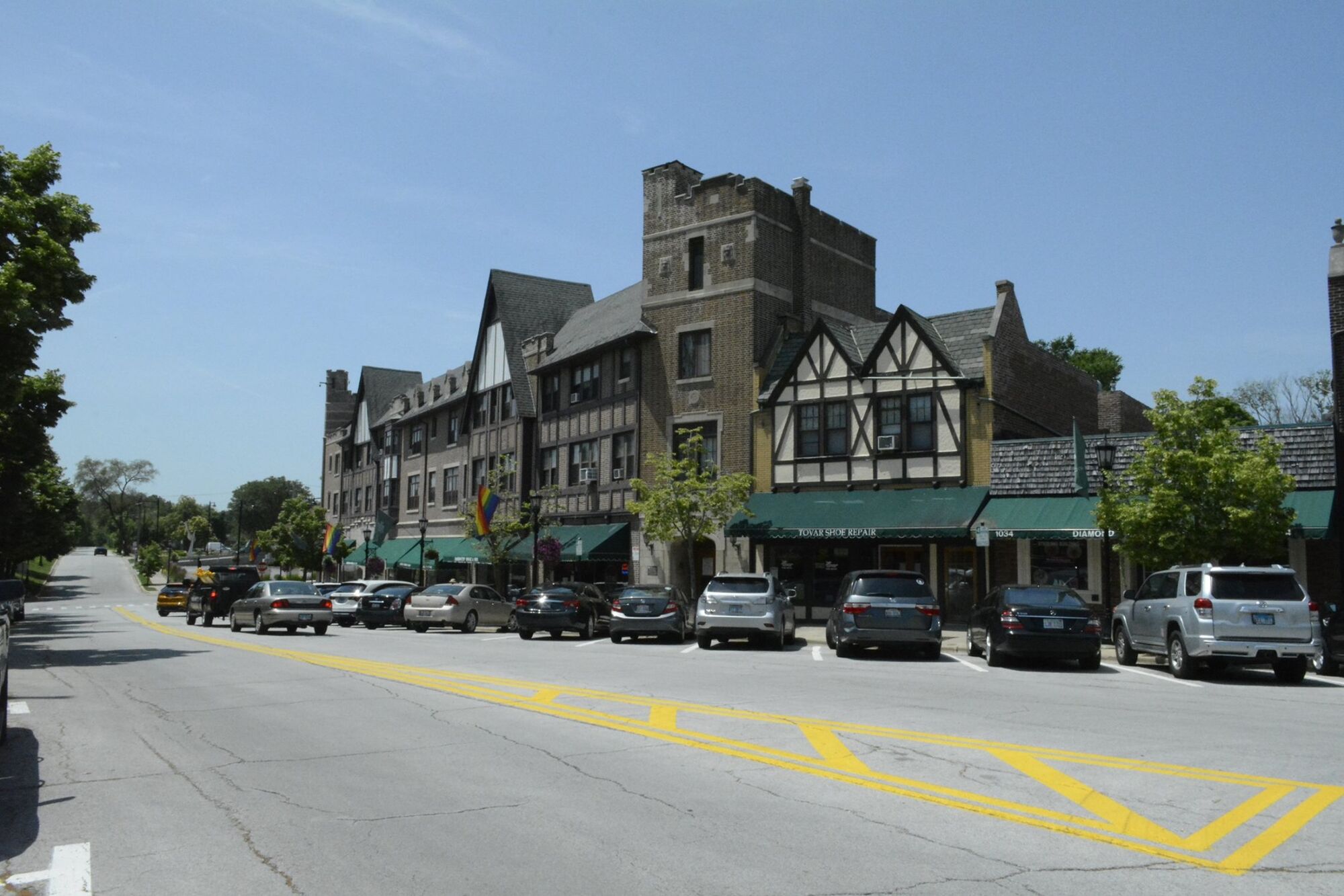 Storefronts in downtown Flossmoor, Illinois